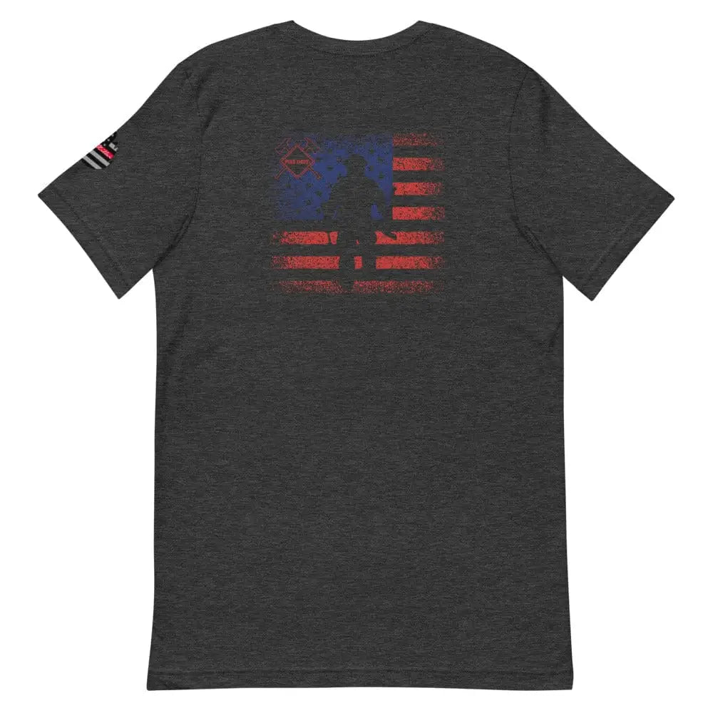 Flag Firefighter (Back Logo) Short-Sleeve Unisex T-Shirt - Chief Miller Apparel