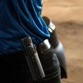 Flashlight in Engineered Plastic Clip-on Holster for E9RG4 and M5Gen3 on waistband