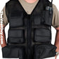 Black tactical vest for flight medics with multiple pockets and reflective strips