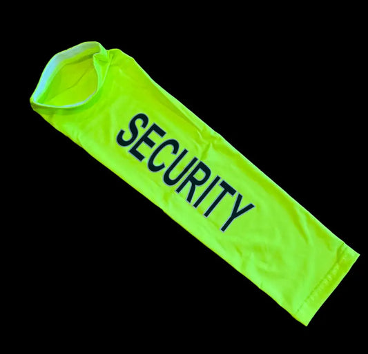 Fluorescent yellow security armband for first responders, firefighters, and police safety