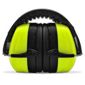 Folded yellow and black earmuffs for 27dB NRR noise cancelling hearing protection