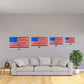 Four American Flags in Red, Silver, and Blue on Wall for Firefighter American Flag Gift