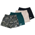 Four Jungle Camo Boxer Shorts in camouflage, green, beige, and black for men