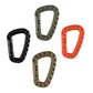 Four Polymer D-Ring Carabiners in Black, Green, Tan, and Orange Colors