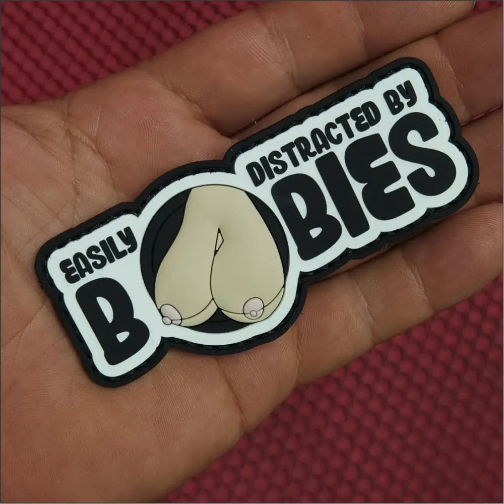 ’Fun Size Boobs’ - Easily Distracted By Boobies (Uncensored) - 4 inch PVC Patch - Patches