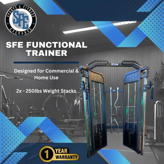 SFE Commercial Functional Trainer with 250lb weight stack for versatile workouts