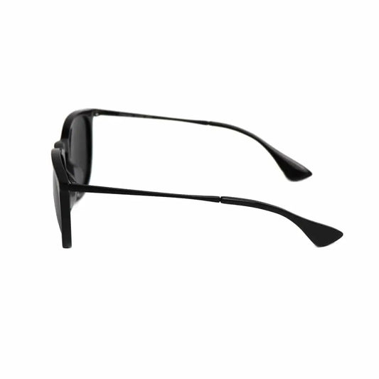 Black-framed sunglasses from the side view by Glorietta with free lens options