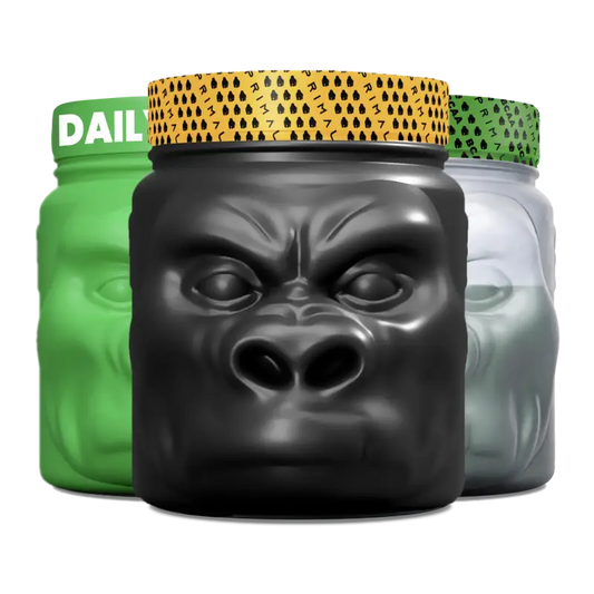 Gorilla-shaped supplement containers in PrePrimal Value Bundle for First Responders Firefighter Police