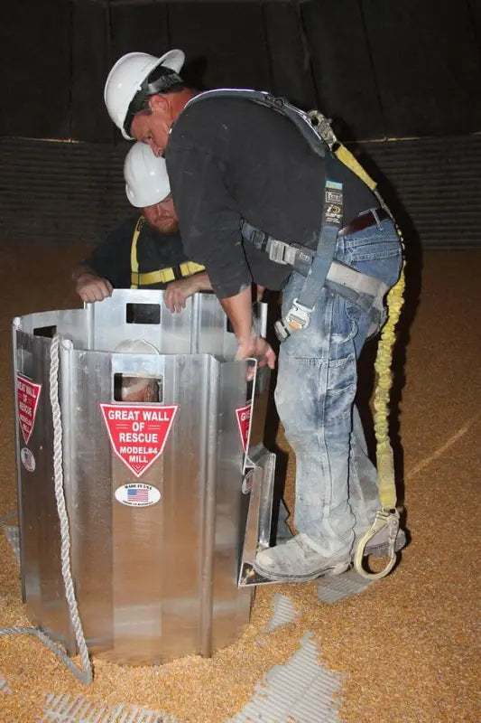 Grain Entrapment Rescue System demonstration with protective equipment and Great Wall Panels