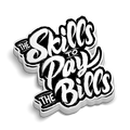 Distressed black and white typography graphic design for Skills Helmet Sticker for blue collar workers