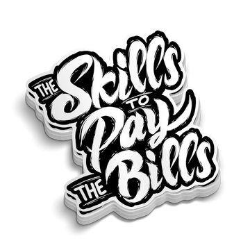 Distressed black and white typography graphic design for Skills Helmet Sticker for blue collar workers
