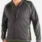 Gray Men’s Scrub Jacket with neon green trim and full zipper front for athletic wear