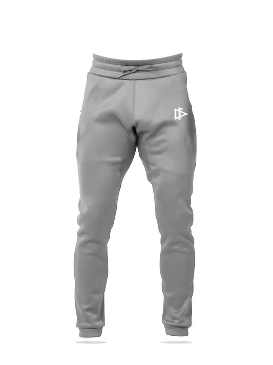 Gray Polyester Joggers - Iron with white logo for first responders and active wear