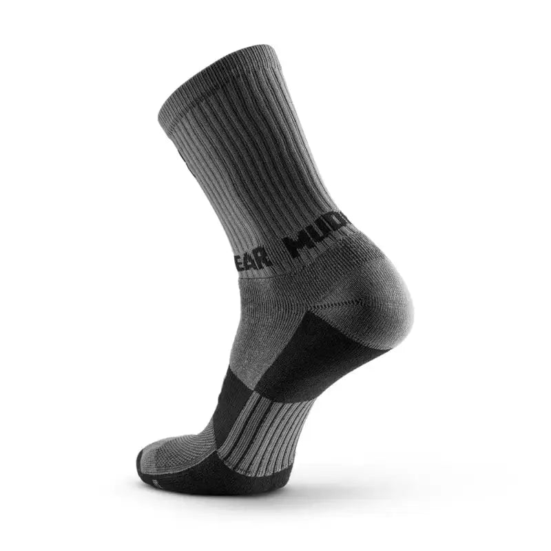 Gray Performance Hiking Trekking Sock with black reinforced heel and toe sections