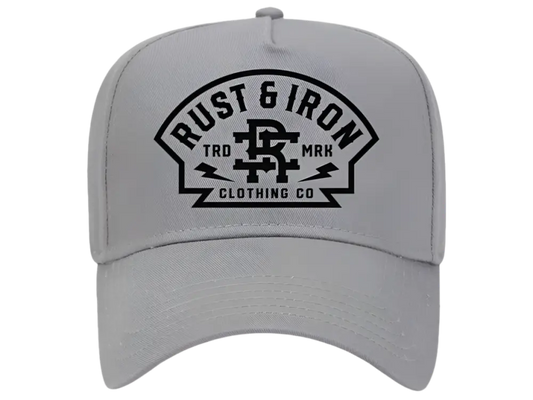 Gray Knox Hat featuring a black Rust & Iron Clothing Co. logo for first responders