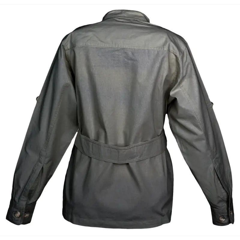 Gray Safari Jacket for Women with two buttoned flaps and functional Swiss tabs