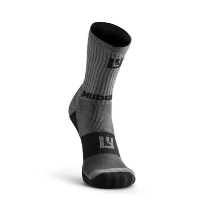 Gray and black ribbed Performance Hiking Trekking Sock from Mudgear Hiking, 2 pair pack