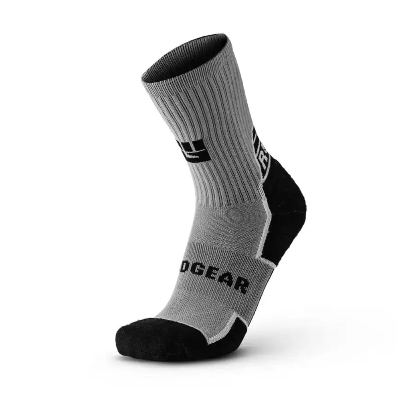 Gray and black MudGear Ruck Sock featuring DGEAR branding for die-hard ruckers