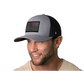 Gray black trucker hat with red-striped American flag patch for Firefighters