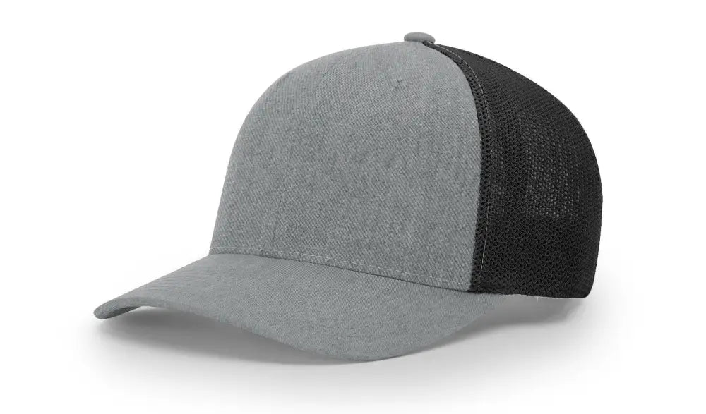 Gray and black trucker cap with leather patch for first responders and firefighters in Dumpster Fire collection