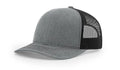 Gray and black trucker hat with Serpent Skull Leather Patch and Skull Leather Patch design