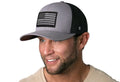 Gray and black USA snapback American Flag Trucker Hat with patch design