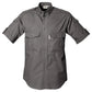 Gray Shooter Shirt for Men with short sleeves, chest pockets, and functional epaulettes