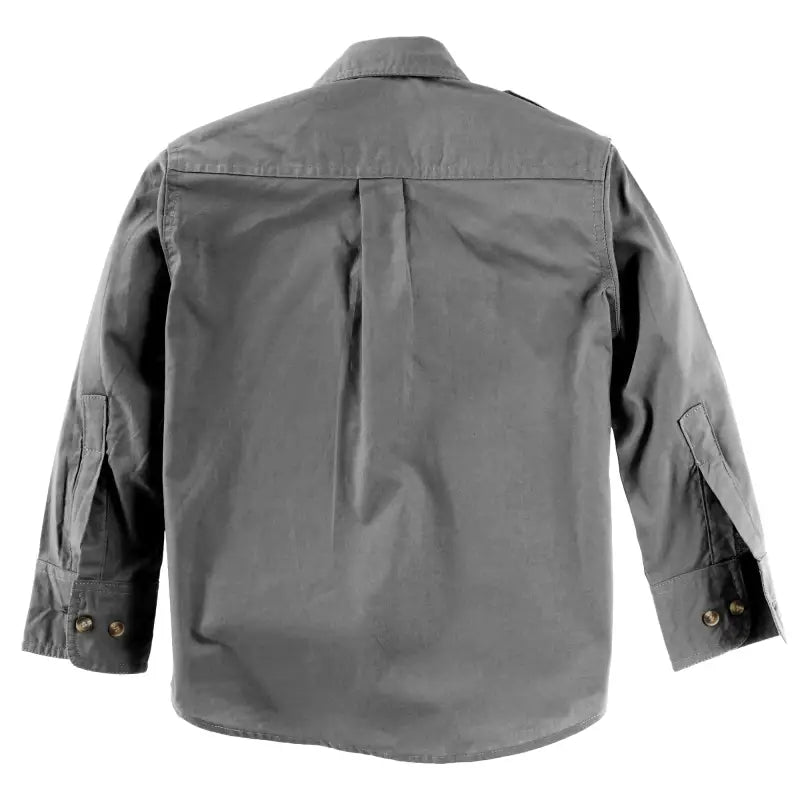 Gray long-sleeve Trail Shirt for Kids with pleated back and arm pockets for first responders