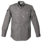 Gray button-up Shooter Shirt for Men with embroidered buffalo logo and functional epaulettes