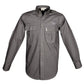 Gray Trail Shirt for Men L/Sleeve with Embroidered Buffalo Logo and Functional Shoulder