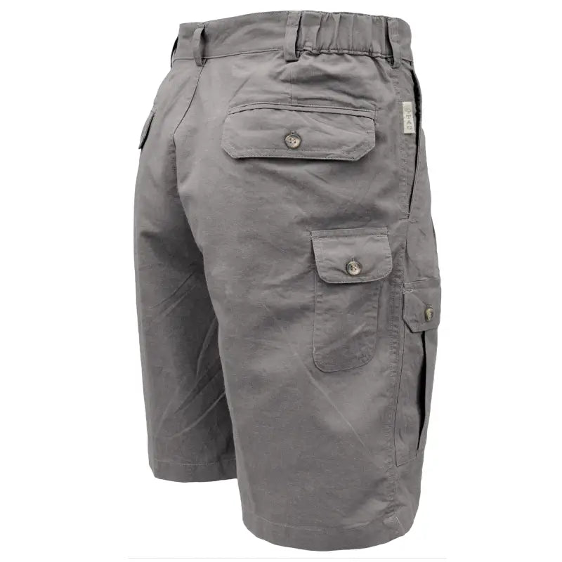 Gray Adventure Shorts for Men with multiple cargo pockets, ideal for first responders