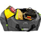 Gray Carcinogen Resistant Dry Turnout Bag LXFB99 with protective gear and helmet