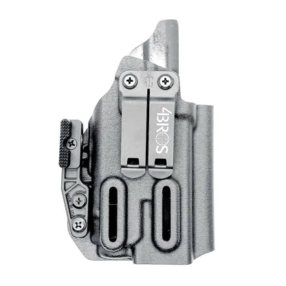 Gray gun holster for Glock 19 with TLR-7 X, IWB inside waistband magazine pouch