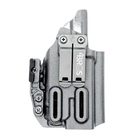 Gray gun holster for Glock 19 with TLR-7 X, IWB inside waistband magazine pouch
