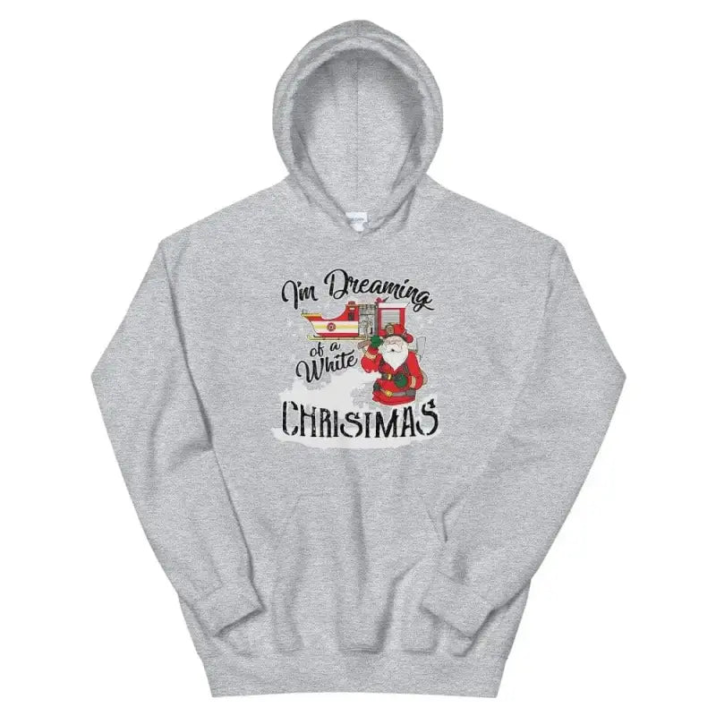 Gray Christmas Unisex Hoodie with I’m Dreaming of a White Christmas design in 2XL-4XL