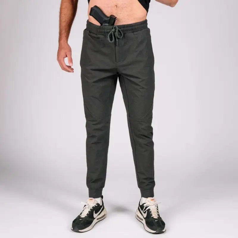 Gray Carrier Traveler Joggers with concealed carry and carrier retention waistband for comfort