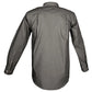 Gray long-sleeved button-up Trail Shirt for Men with embroidered buffalo logo, shown from back