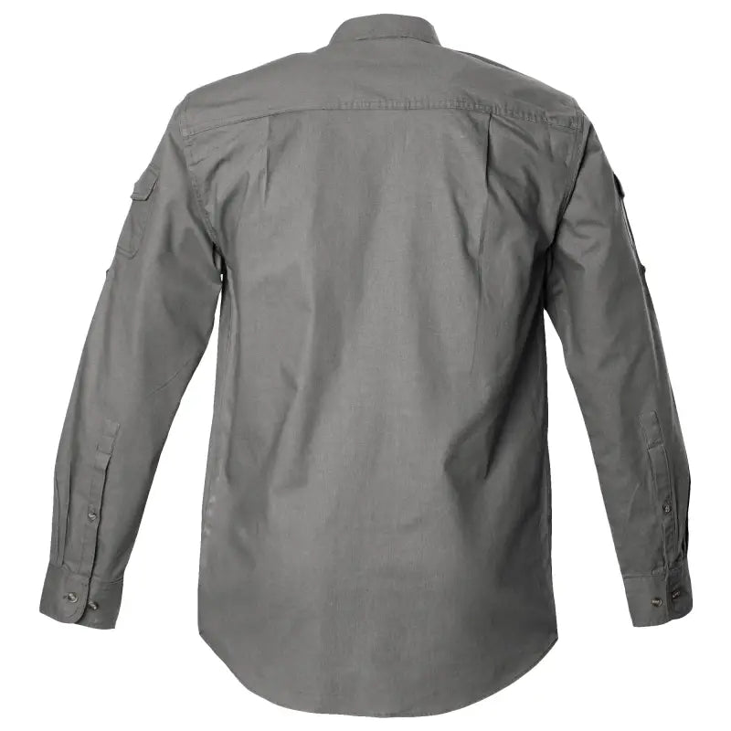 Gray long-sleeved Shooter Shirt for Men inspired by African big game and safari style