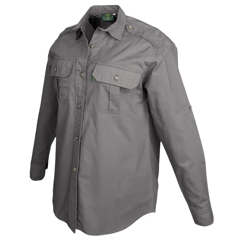 Gray long-sleeved safari trail shirt for women, ideal essential outdoor gear