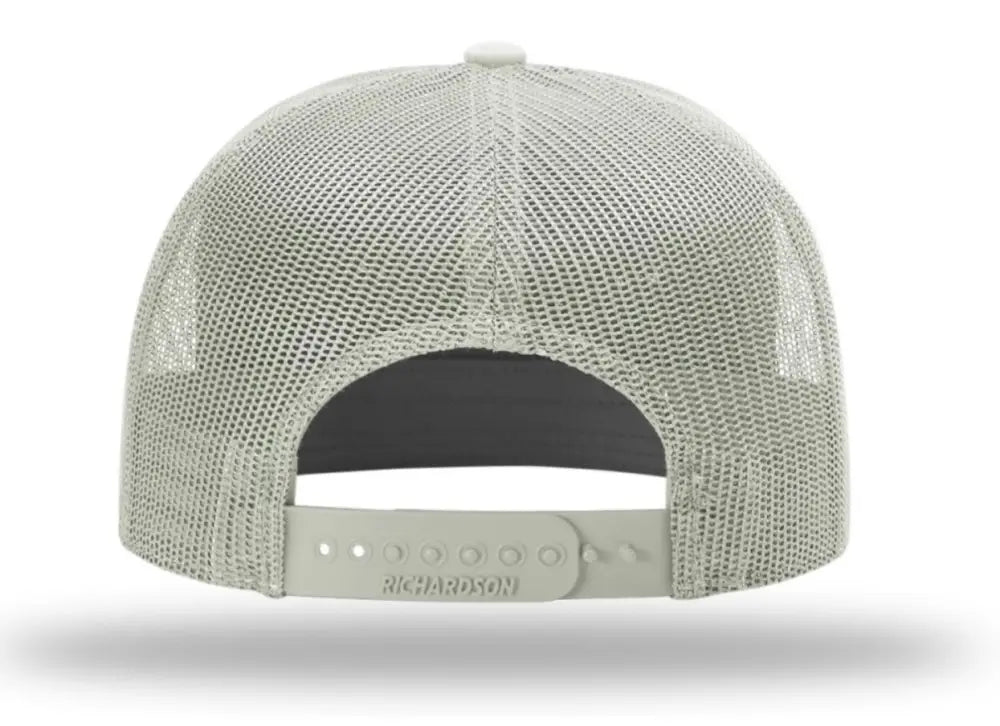 Gray mesh-backed snapback baseball cap rear view perfect for first responders and firefighters