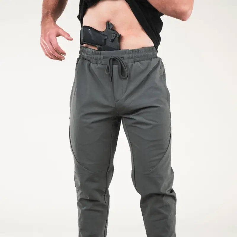 Gray Carrier Traveler Joggers with concealed carry and carrier retention waistband for comfort