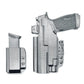 Gray pistol in holster with magazine holder for Sig P365-FUSE and Streamlight TLR-7
