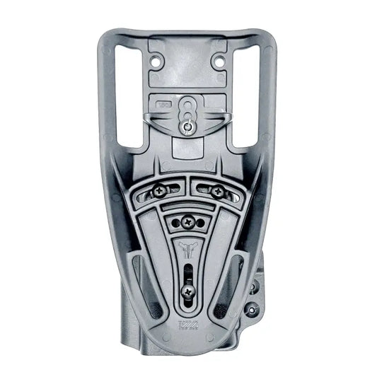 Gray plastic holster mount for Glock 19 with Nightstick TCM-10 and TCM-15 weapon lights