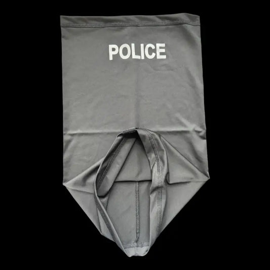 Gray police balaclava neck gaiter designed for first responders and police professionals