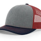 Gray and red trucker hat with Red Line leather patch for stylish accessories