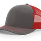 Gray and red trucker hat with leather patch for first responders and firefighters, Dumpster Fire