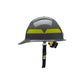 Gray Bullard Wildland Fire Helmet in cap style with hi-viz lime yellow reflective stripe