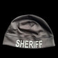 Gray sheriff fleece lined beanie, stylish lined beanie for warmth and comfort