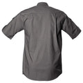 Gray short-sleeved Shooter Shirt for Men with embroidered buffalo logo seen from the back
