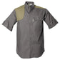 Gray short-sleeved Upland Shirt for Men with olive shoulder patch ideal for first responders